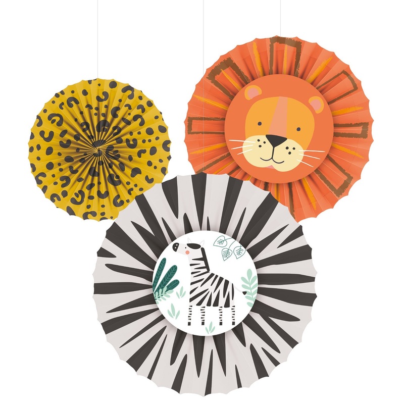3 Wild Life jungle paper rosettes