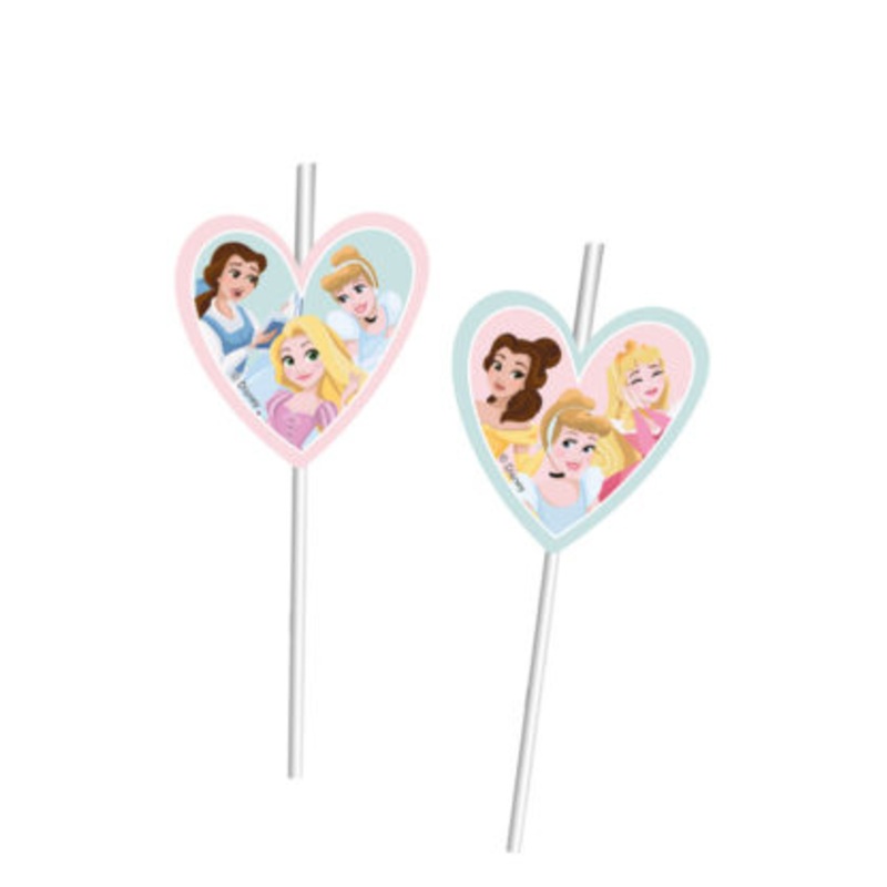 6 Charming Princess straws 24cm