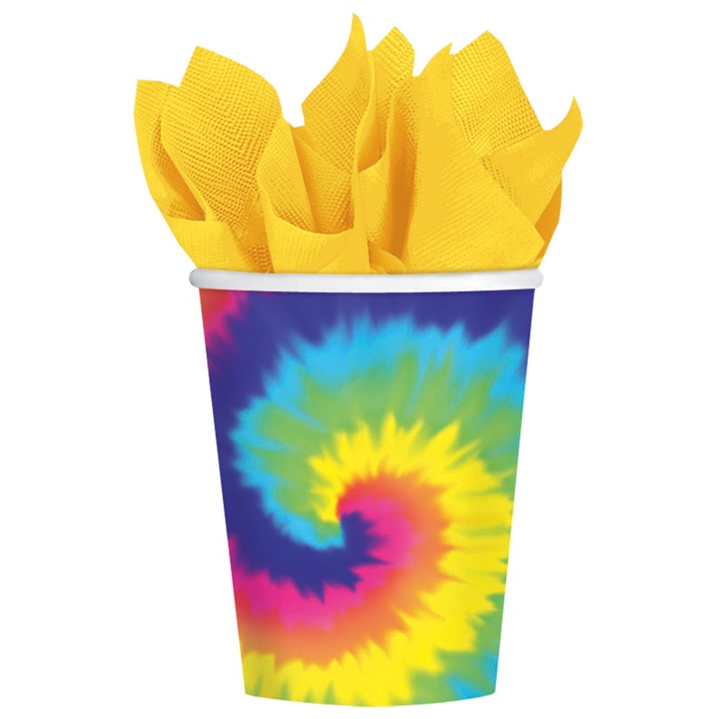 8 hippie paper cups rainbow 266ml
