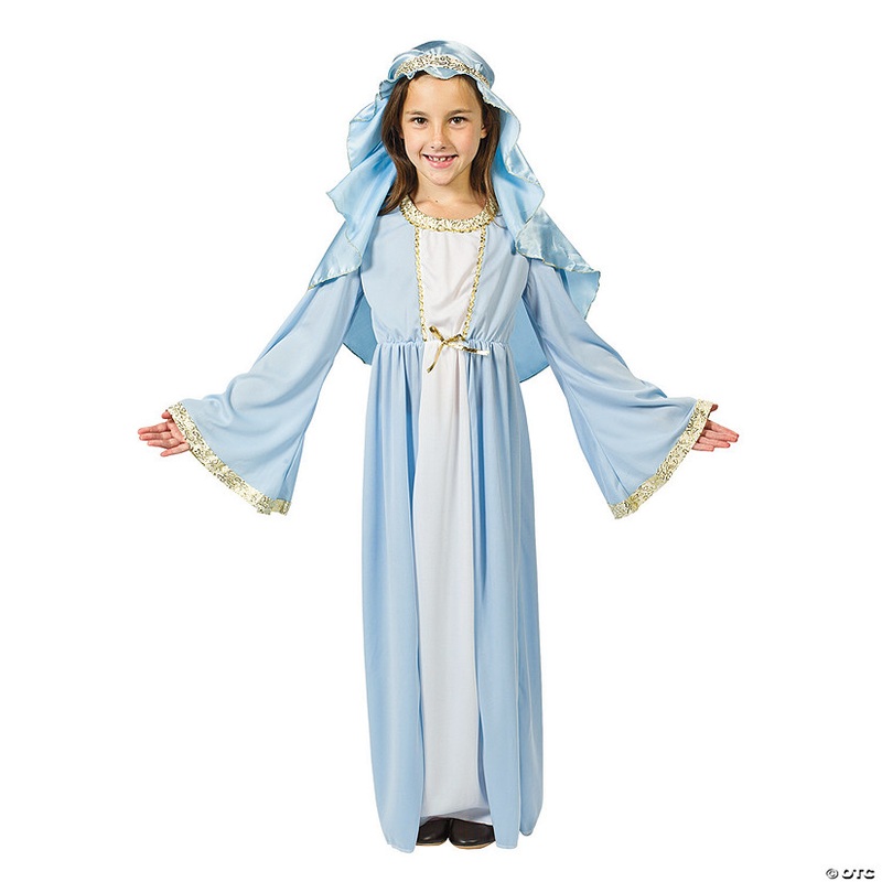 Girls Premium Mary Gown Nativity Costume with Headpiece