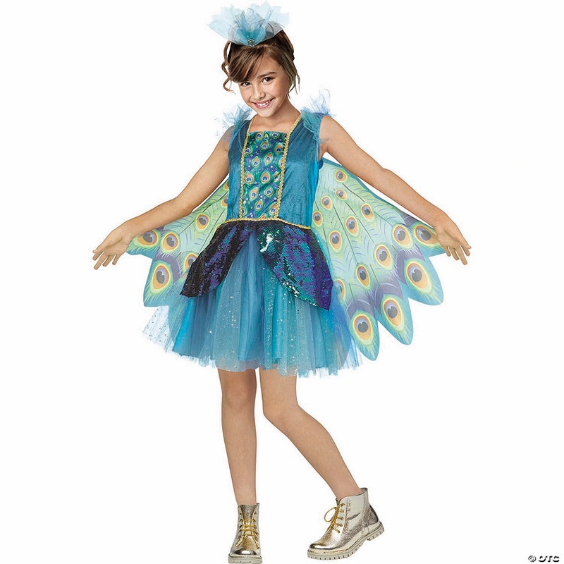 Kids Peacock Dress Costume with Wings