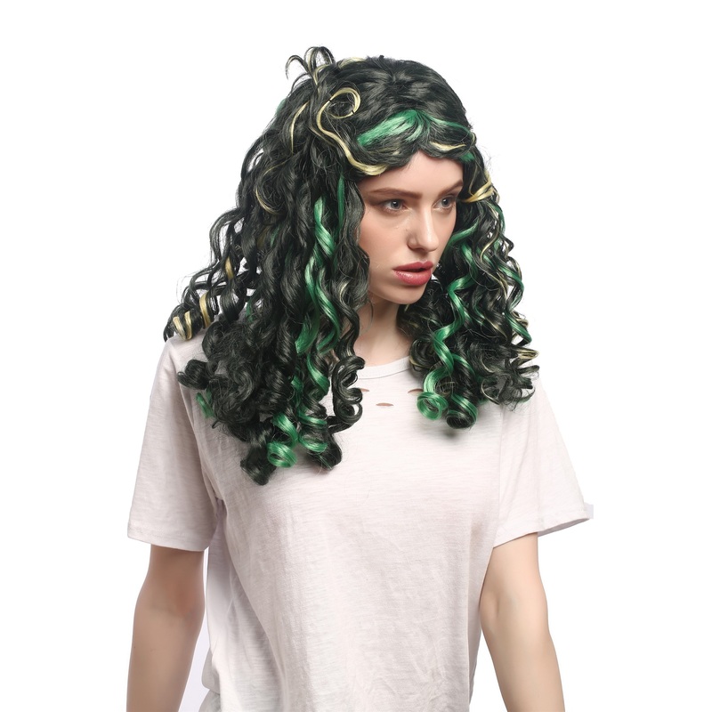 Lady Party Wig Mermaid green blond baroque ringlets curls middle parting 91200