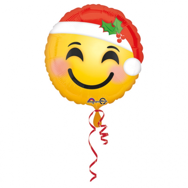 Smiley with Christmas hat balloon 43cm