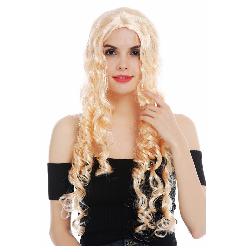 Wig carnival women long curls middle parting light blonde fairy princess 59275