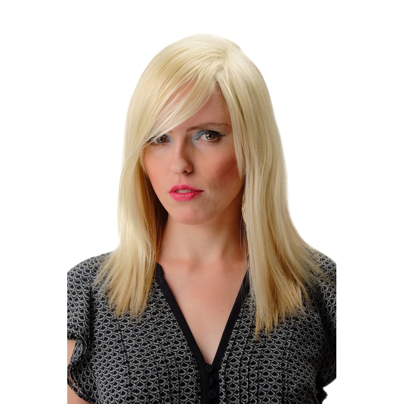 Women’s Wig Ladies Lady Shoulder Length Straight Bangs Light Blonde Mix GFW2472