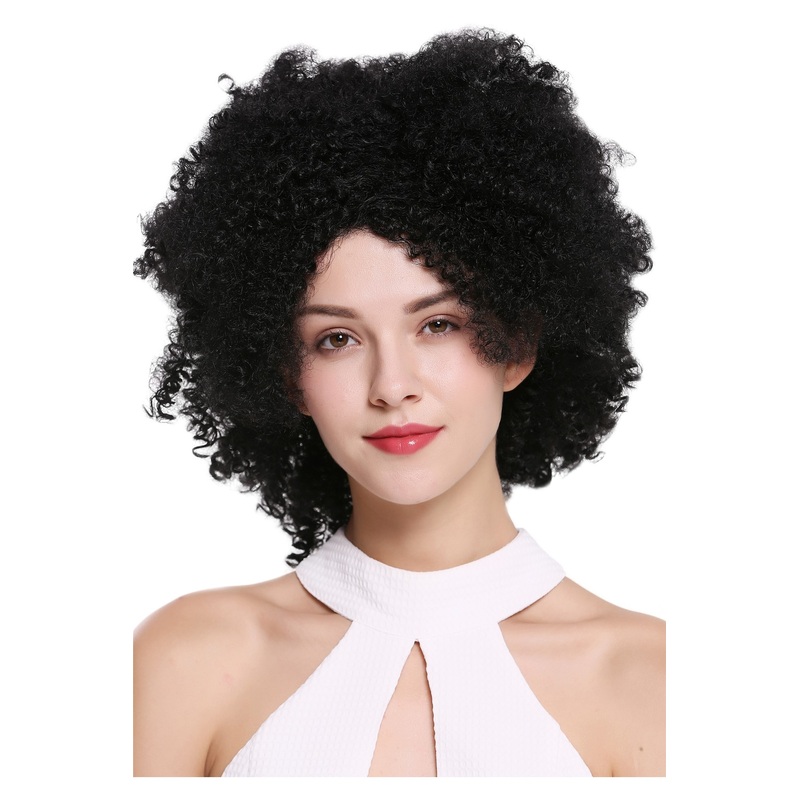 Women’s wig lady frizzy curly afro curls Caribbean voluminous black ZM-1586