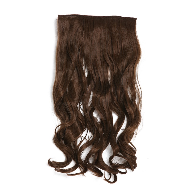 Hairpiece Halfwig 5 Clip Extension wide long curled curls medium brown YZF-3180