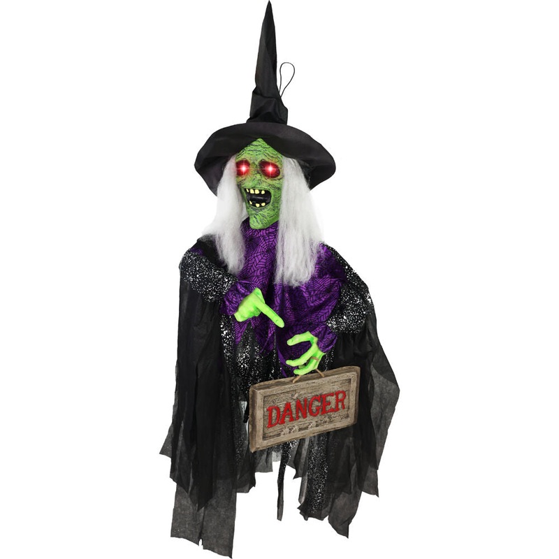 Haunted Hill Farm – Animatronic Witch Groundbreaker with Lights and Sound, Indoor/Covered Outdoor Halloween Decoration – Multi