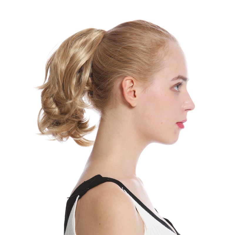 Ponytail Hairpiece Extensions short wavy light champagne blond 10