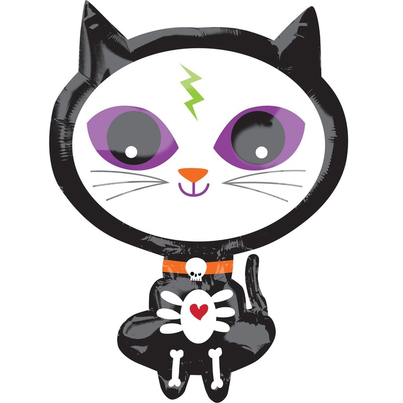 Skeleton kitten foil balloon 40 x 53cm