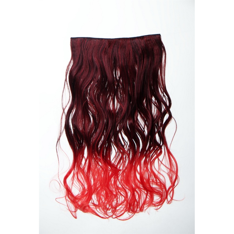 5 Clip-In Extension Hairpiece curled curls Ombre Deep Black-Fire Red Mix YZF-3180P-1/113