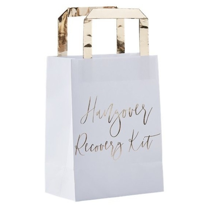 5 wedding hangover recovery kit bags in gold 27cm