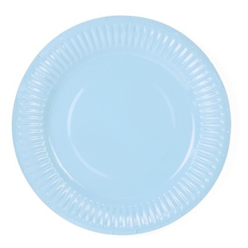 6 One Star paper plates, baby blue 18cm