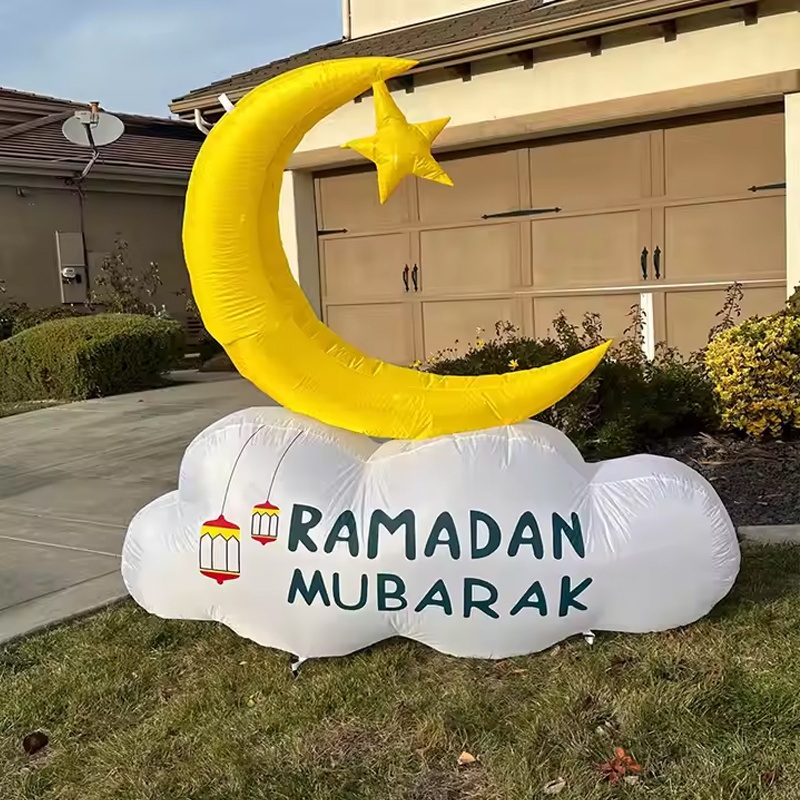Inflatable Polyester 6FT Ramadan Eid Mubarak Outdoor LED Decoration for Muslim Home