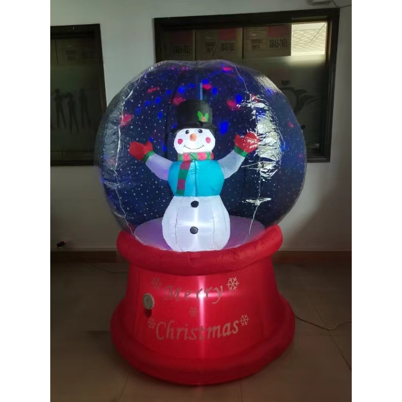 Outdoor Yard Garden Lawn Christmas Party Inflatable Christmas Snow Globe with Santa Snowman