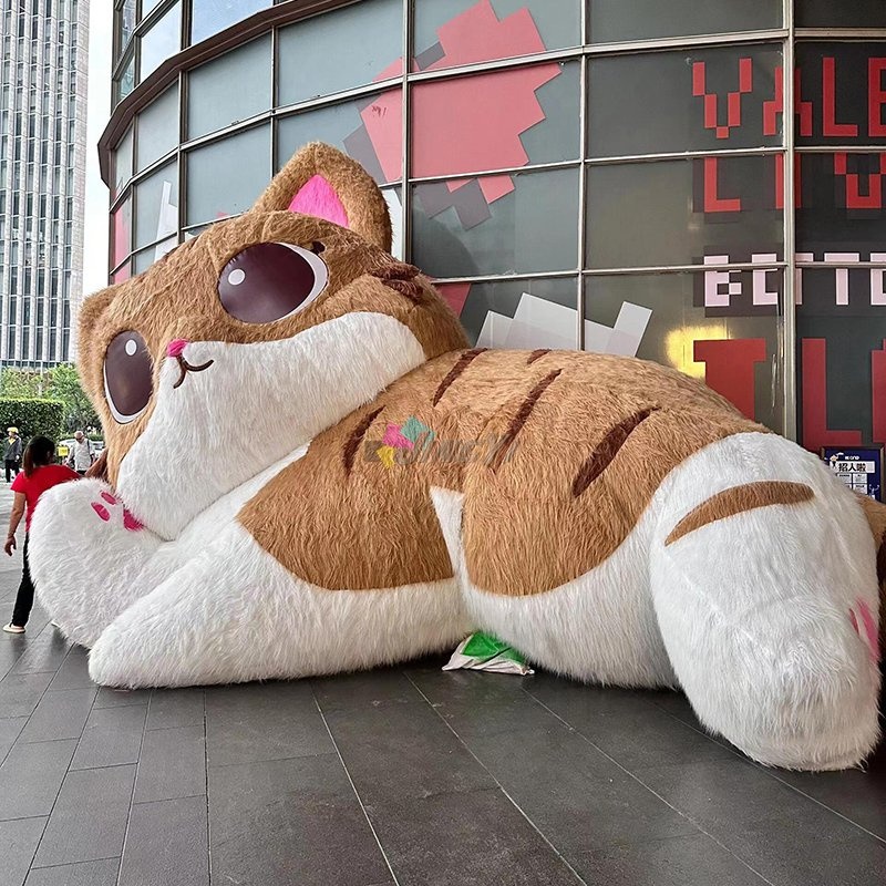 Professional Custom Design Inflatable Huge Cat Bear Animal Cartoon Decor Air Inflation Big Plush FELT Giant Model For Event Party Malls Supplies