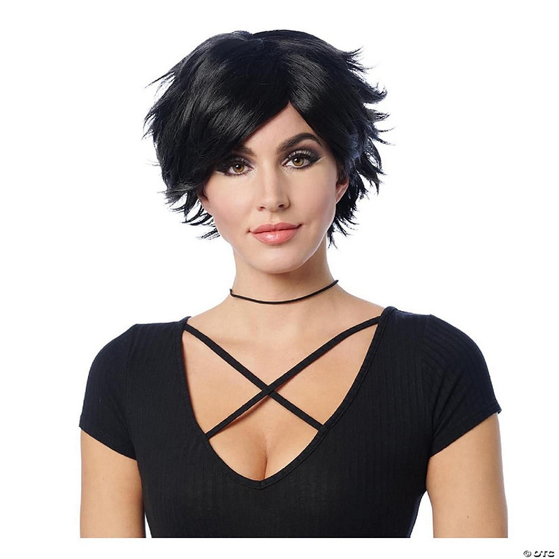 Spiky Short Black Adult Costume Wig