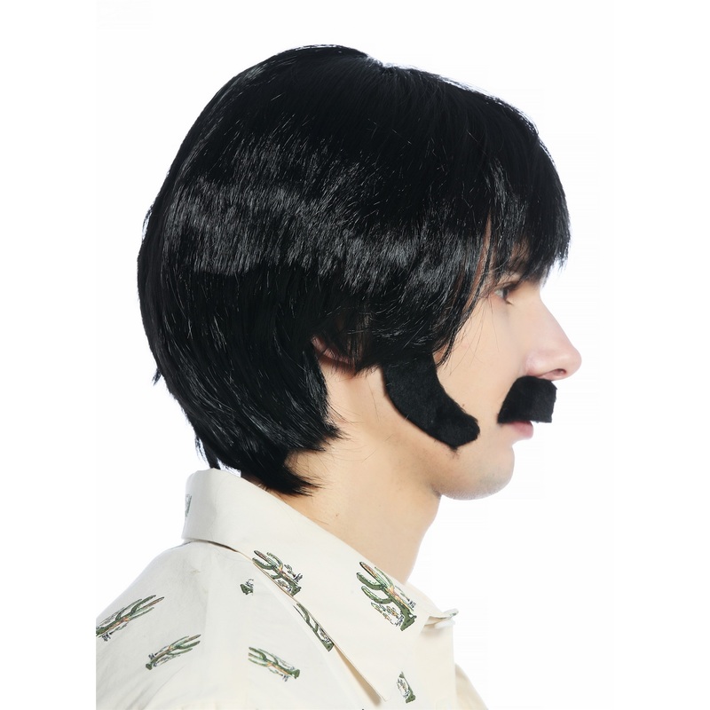 Wig Mustache Sideburns Set Halloween Carnival retro 70’s TV Show Cop black 91872