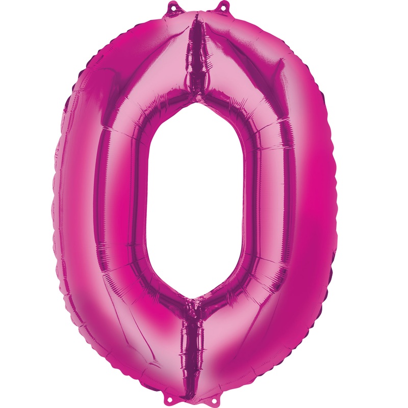 16 Number 0 Pink Air Fill Balloon
