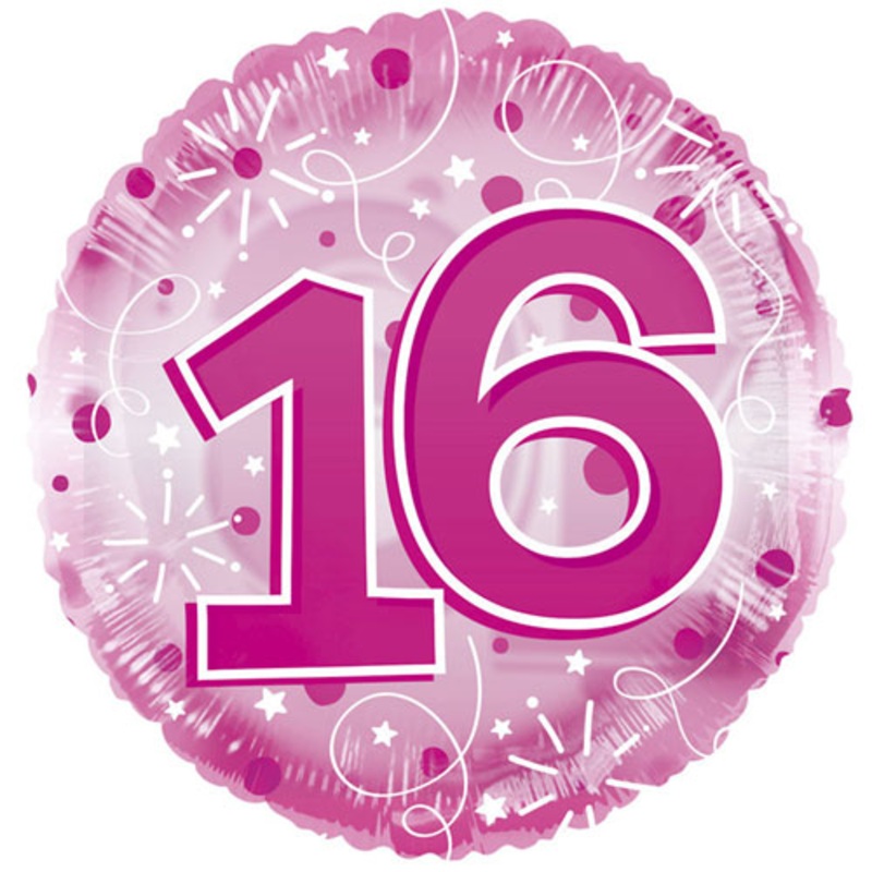 16th Happy Birthday Clearview Pink Balloon 24