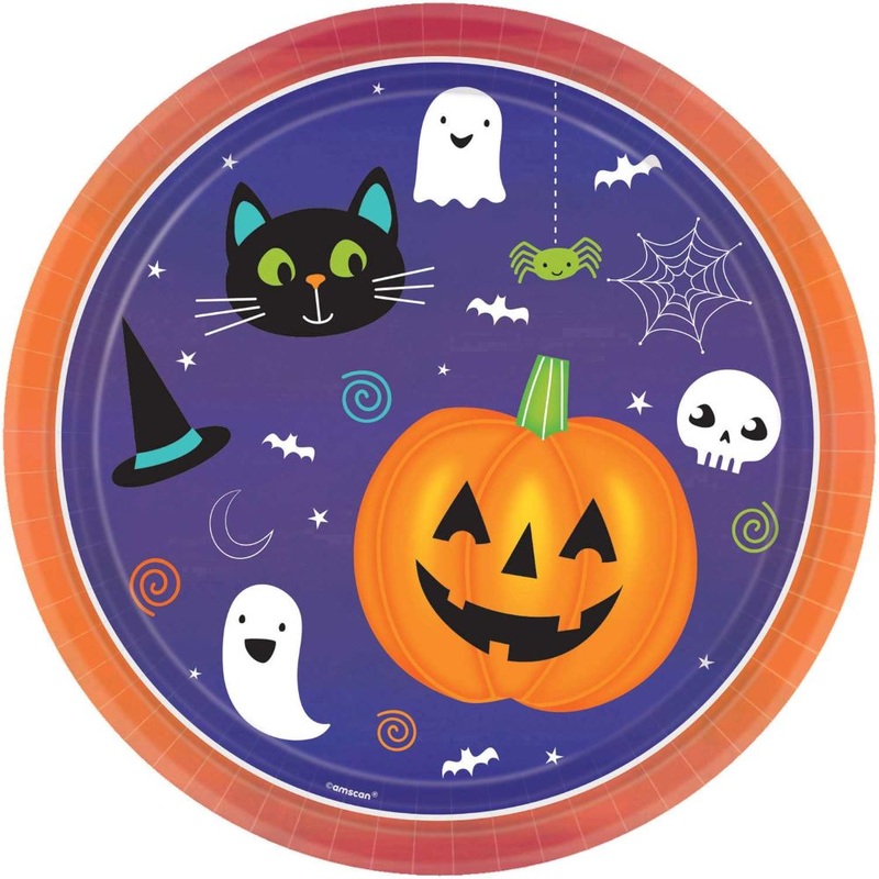 8 paper plates Halloween Friends 23cm