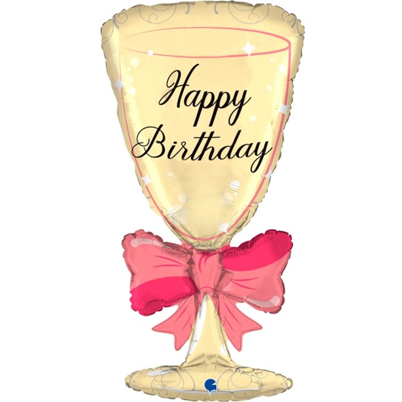 Champagne Glass Happy Birthday Foil Balloon – 36