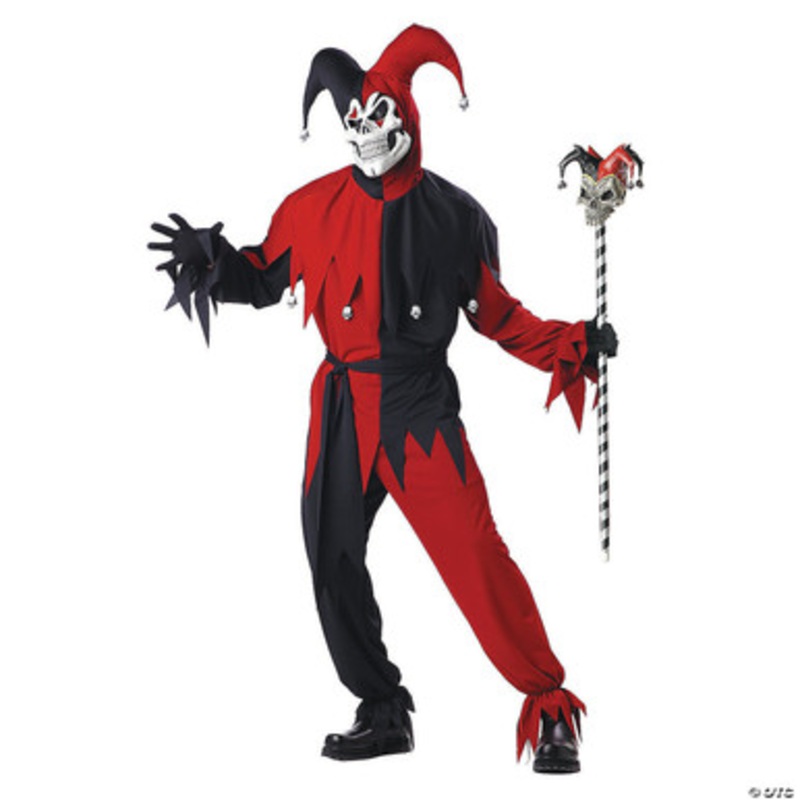 Evil Jester Costume Adult Red/Black Small