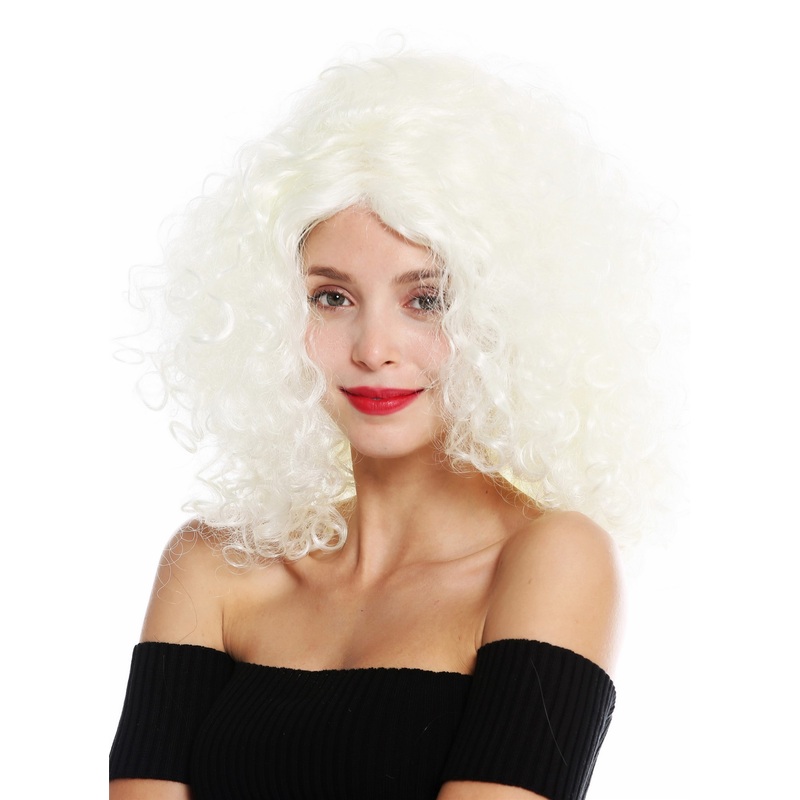 Women’s wig long curls curly voluminous middle parting white blonde GFW2634