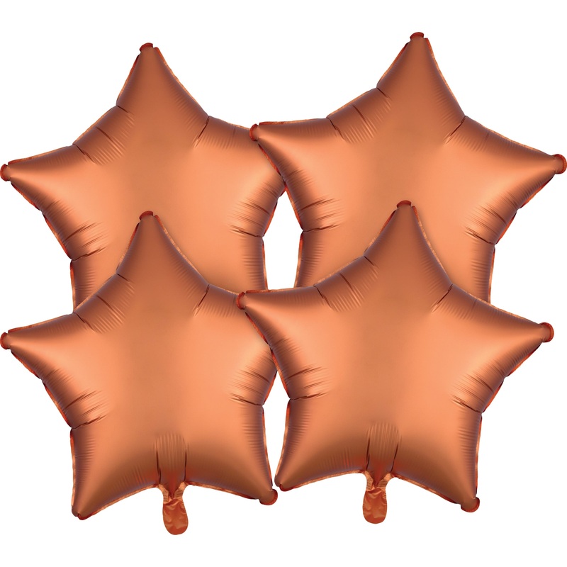 4 amber colored satin star balloons