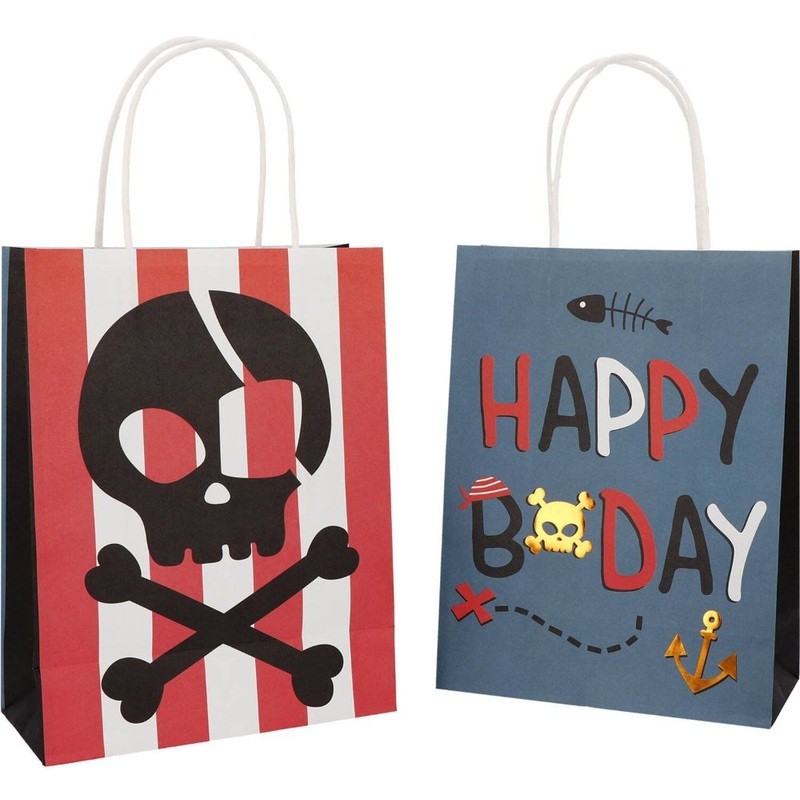 6 Kaper-Crew Pirate Party Gift Bags 20x27cm