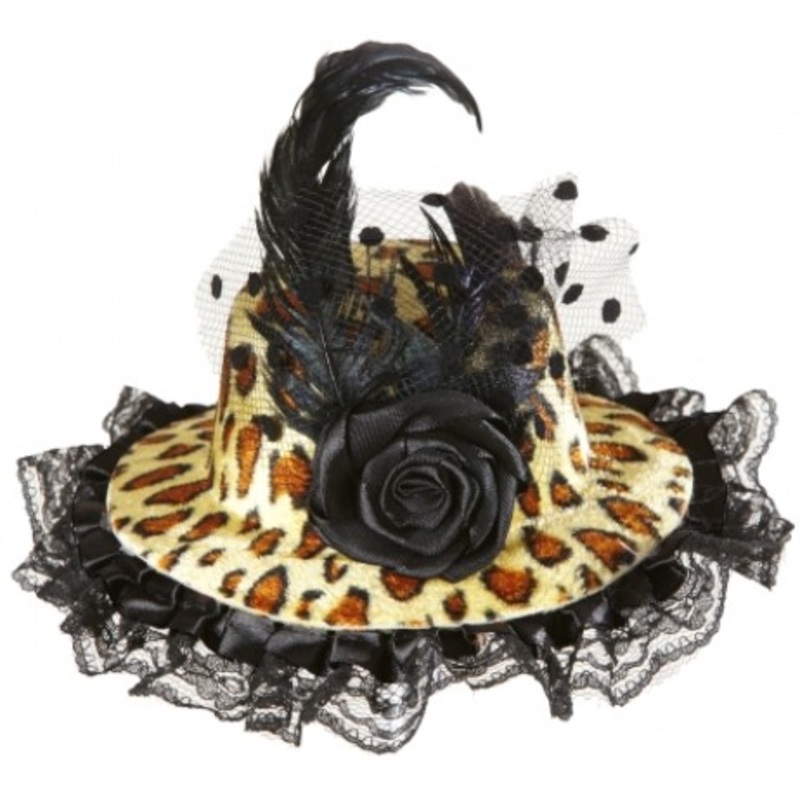 Mini hat with leopard print