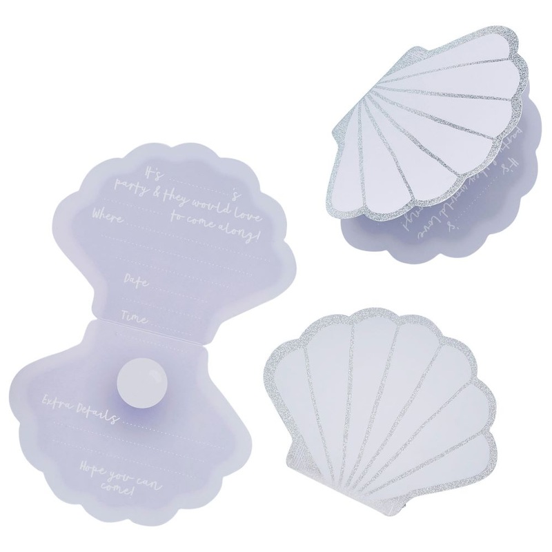10 shell shine invitation cards