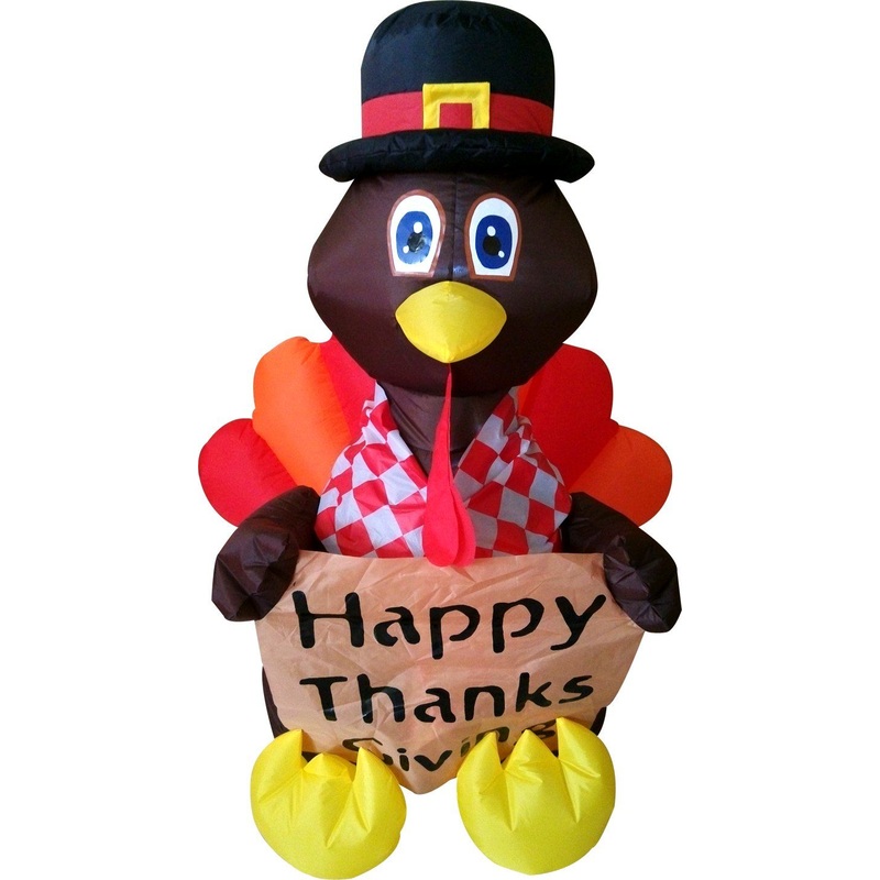 4FT Happy Thanksgiving Turkey Inflatable LED Lighted Outdoor Lawn Yard Decoration