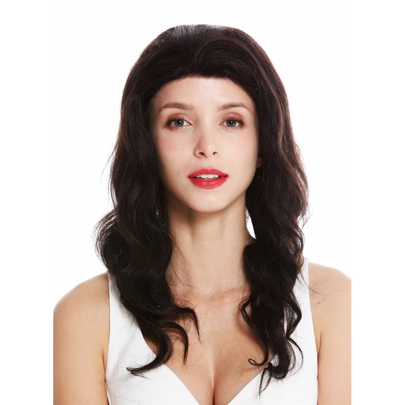Lady wig real human hair uncoloured lace front long brown wavy RGH-5382N-HH-LF