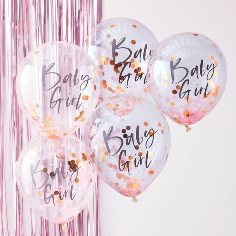 Pink Baby Girl Baby Shower Balloons – 5 Pack