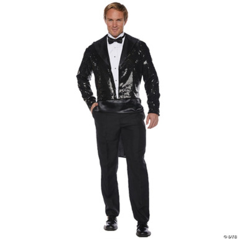 Tailcoat Black Sequined Adult  Standard