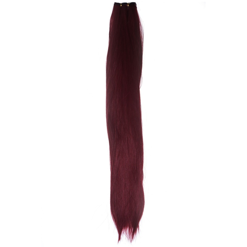 Weft tress synthetic hair sleek for wig extension making garnet red VK-WEFT