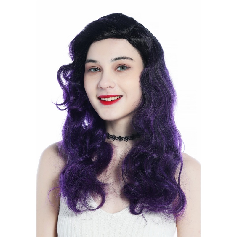Wig long parting opulently waved wavy diva 30’s 40’s ombre black purple DW3340