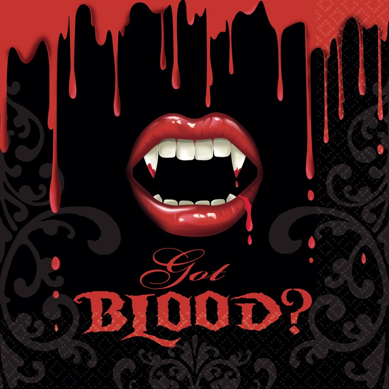 16 horror vampire teeth napkins 33cm