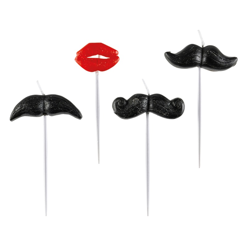 4 cute mustache cake candles