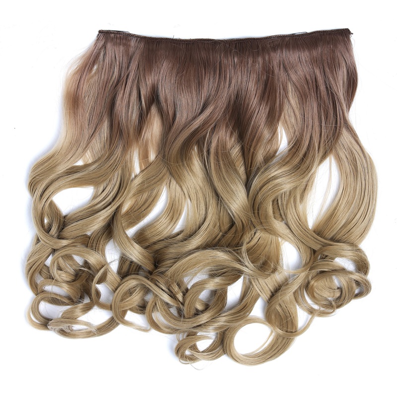 Clip-in hair extension 5 clips wide wavy ombre dark blonde ash blond CMT-863