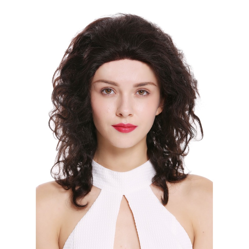 Lady wig human hair dark brown natural lace front wavy curly RGH-6889GA-HH-MF