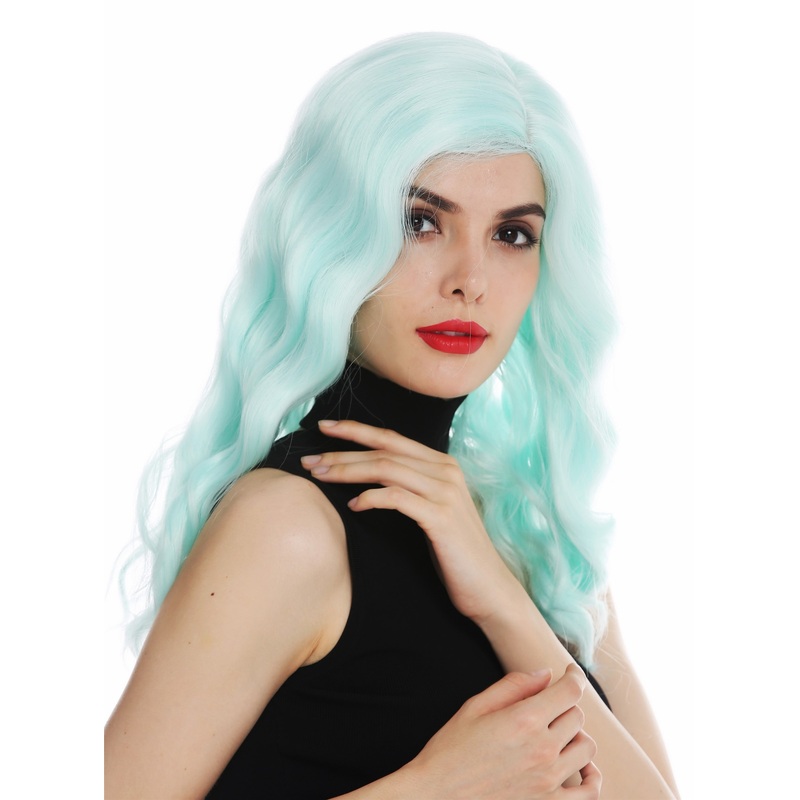 Lady wig long parting wavy waved classy 1930s Hollywood diva light green VK-58