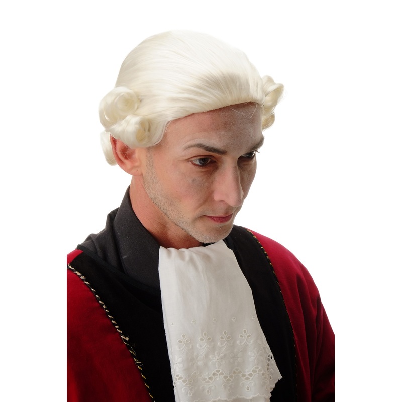 Men Man wig elaborately styled historic baroque lord noble duke king white F2588