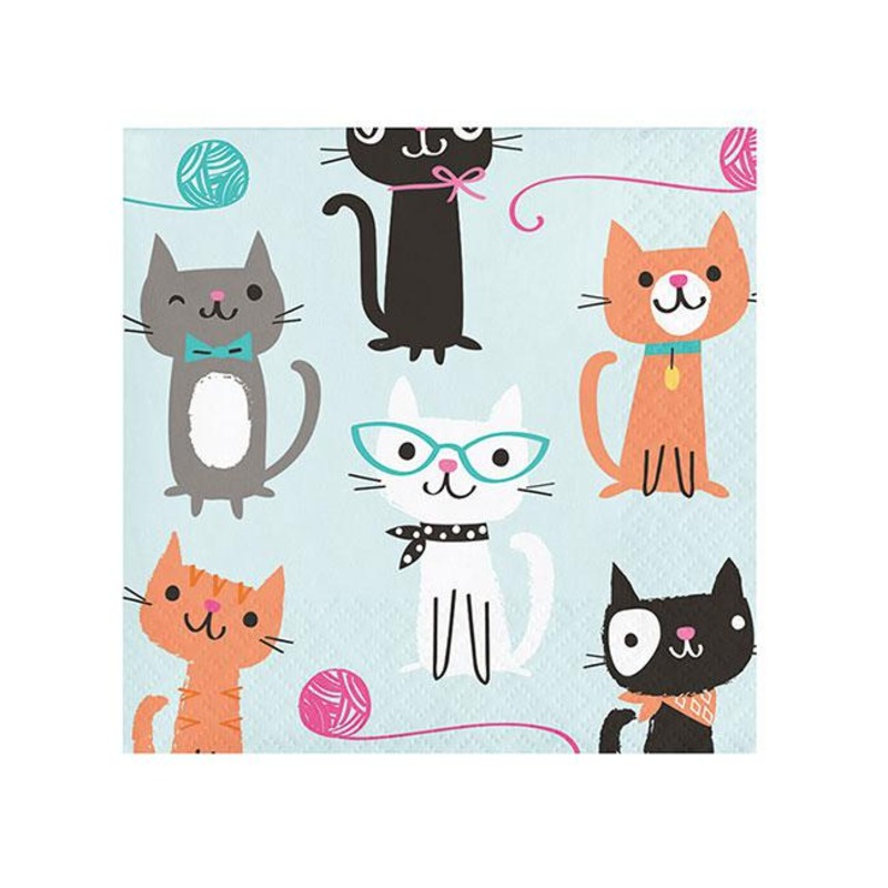 16 cute kitten cocktail napkins