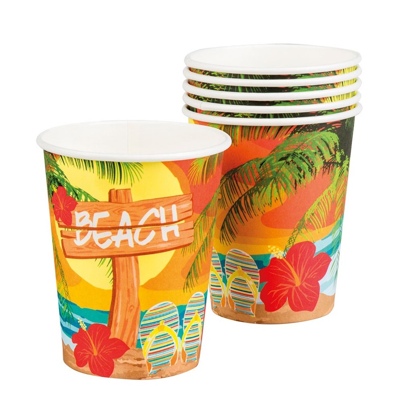 6 Hawaii Beachparty Paper Cups