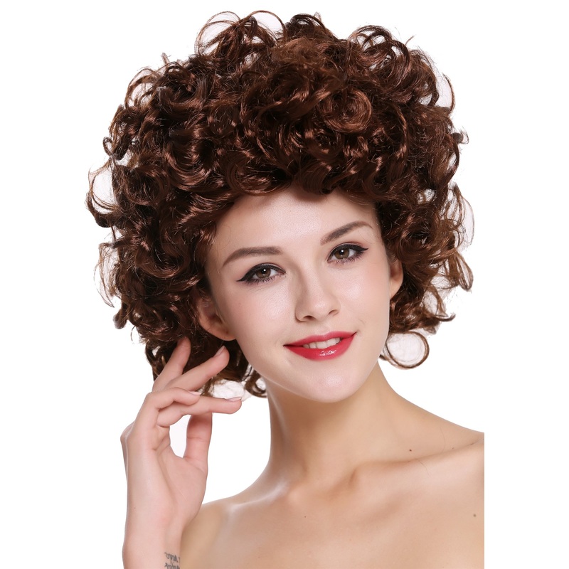Lady Party Wig mahogany brown shoulder length curly 80s Soap Star 91074