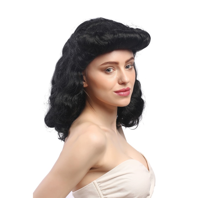 Lady Wig black quiff Rockabilly Southern Belle Colonial Civil War Pinup 91020