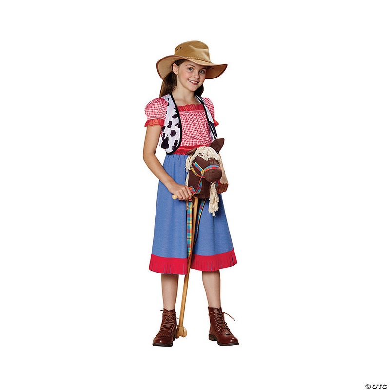 Red and Blue Checkered Cowgirl Child Halloween Costume – Large