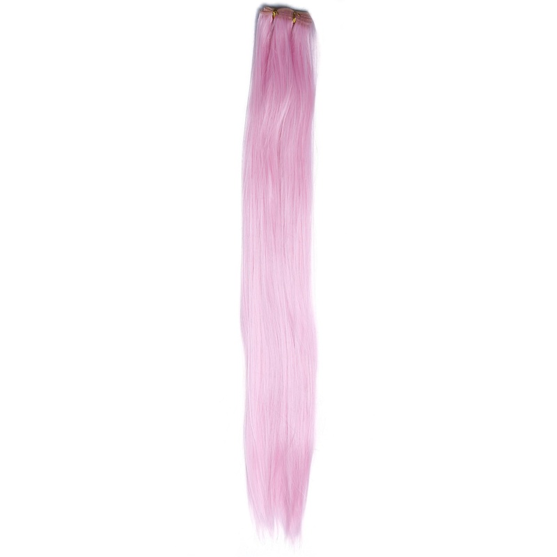 Weft tress synthetic hair sleek for wig extension making bright pink VK-WEFT